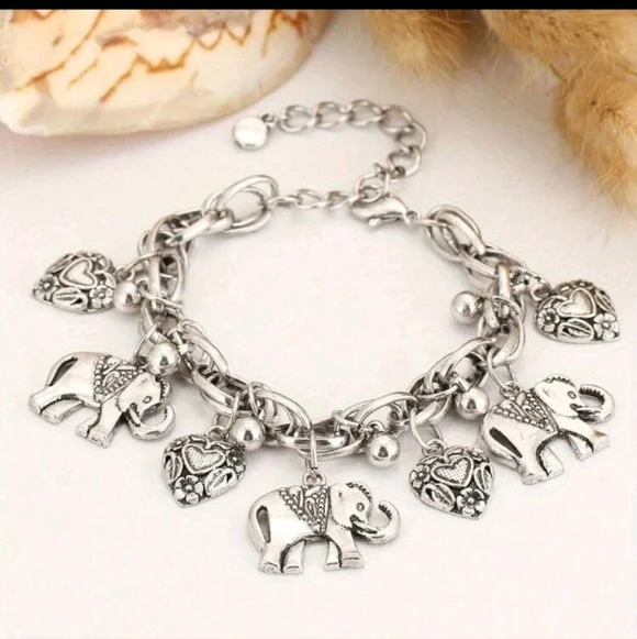 Silver Plated elephant Charm Ankle Bracelet Stainless Steel Womens Jewelry - Picture 3 of 7